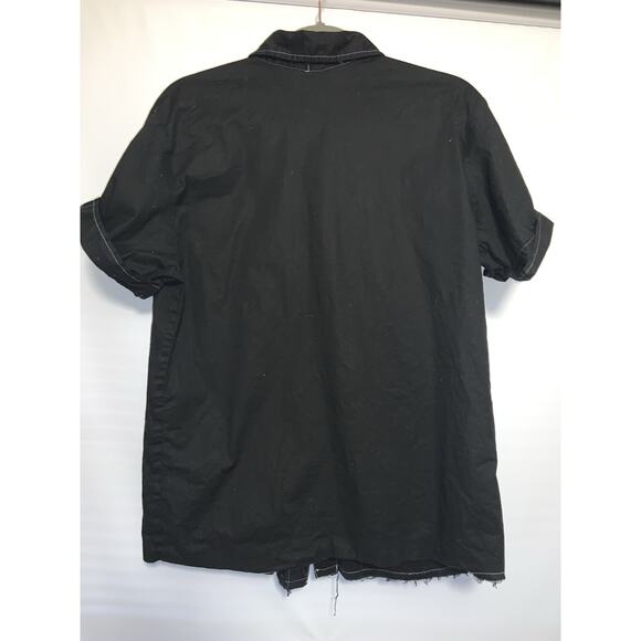 Morbid Thread Men’s Large Vintage 90s Y2K Black Snap Button Shirt Goth Punk Vamp - Picture 3 of 7